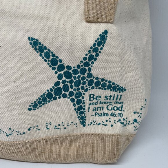 Canvas Starfish Tote Bag-Psalm 46:10 - Picture 3 of 8